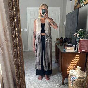 Free People We the Free Fringed Tan/Beige Vest, woman’s Small
